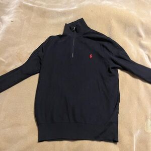 Polo Ralph Lauren Men's Black Sweater with Red Logo Size M